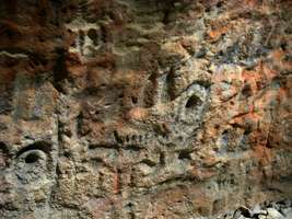 Cathedral Cave engravings - vulva and kangaroo prints