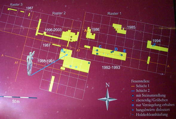 Galgenberg plan of excavation area with hearths