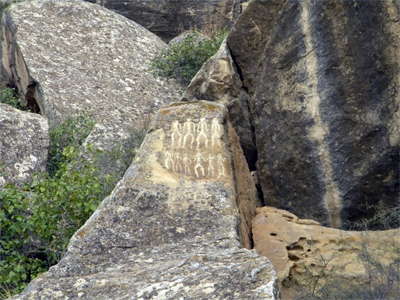 Dance scene, Gobustan, Azerbaijan