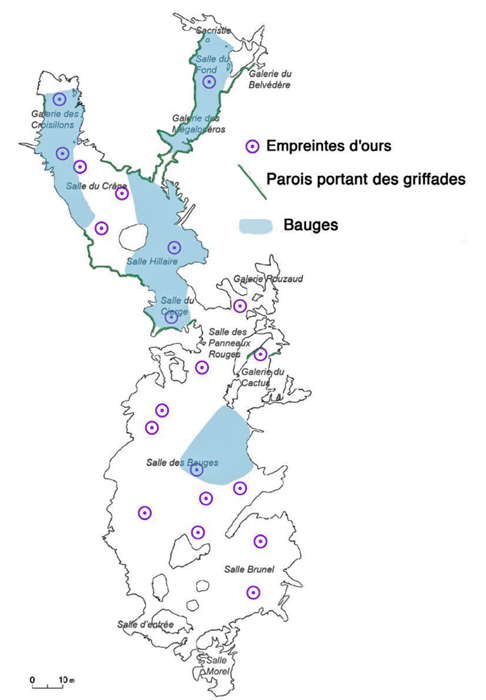 chauvet map bear imprints