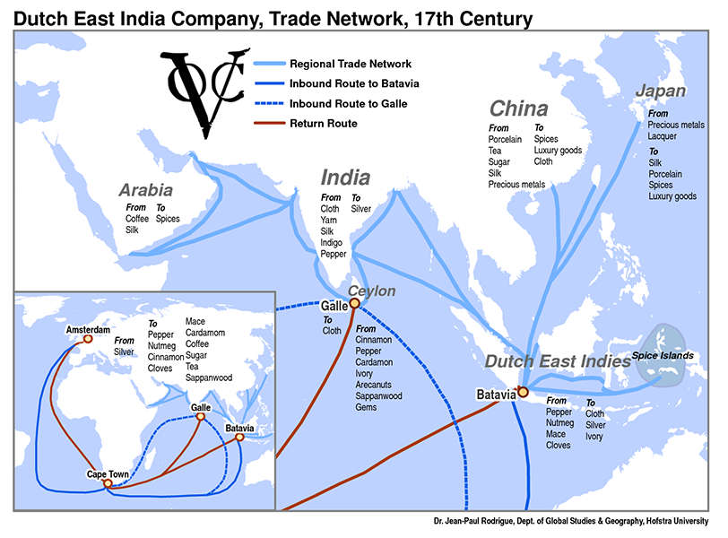 VOC trade routes 