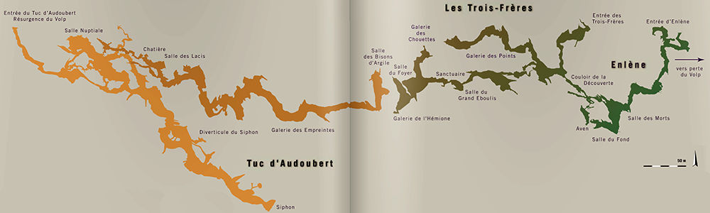 Trois Frères and Tuc d'Audoubert - plan